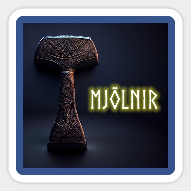 Mighty Mjolnir Thor Hammer Norse Sticker by Grassroots Green